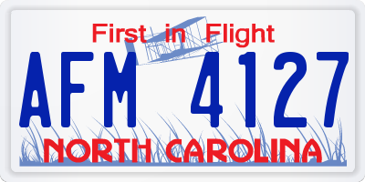 NC license plate AFM4127
