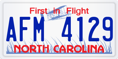 NC license plate AFM4129