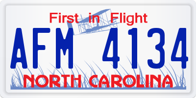 NC license plate AFM4134