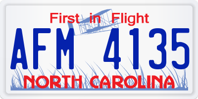 NC license plate AFM4135