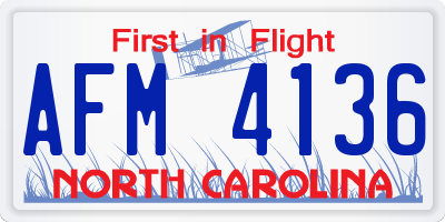 NC license plate AFM4136