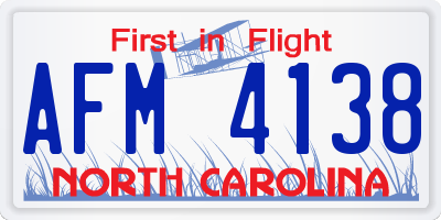 NC license plate AFM4138