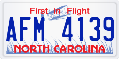 NC license plate AFM4139
