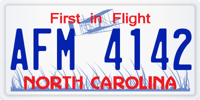 NC license plate AFM4142