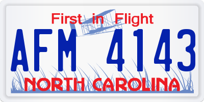 NC license plate AFM4143