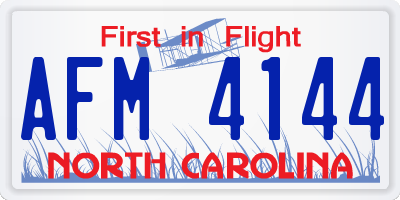 NC license plate AFM4144