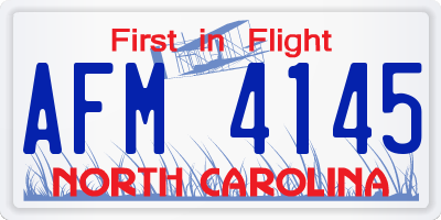 NC license plate AFM4145