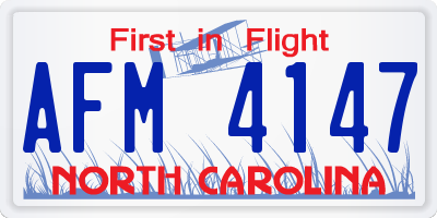 NC license plate AFM4147