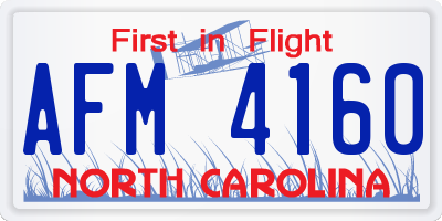 NC license plate AFM4160