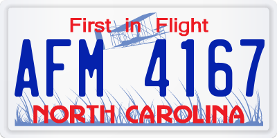 NC license plate AFM4167