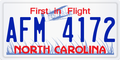 NC license plate AFM4172