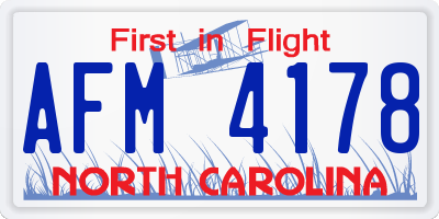 NC license plate AFM4178