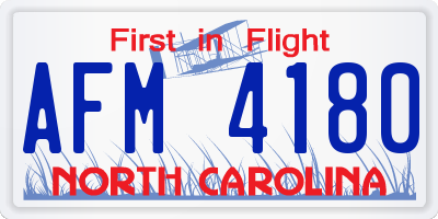 NC license plate AFM4180