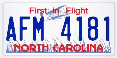 NC license plate AFM4181