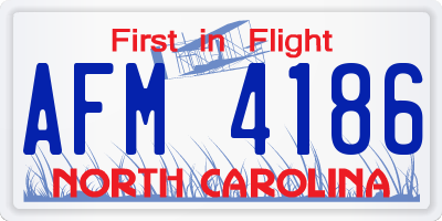 NC license plate AFM4186