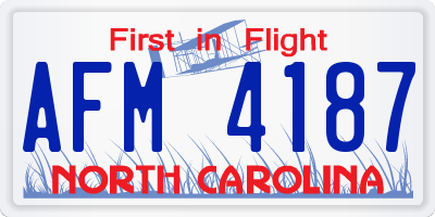 NC license plate AFM4187