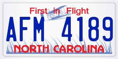 NC license plate AFM4189