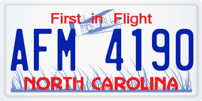 NC license plate AFM4190
