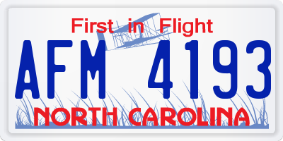 NC license plate AFM4193