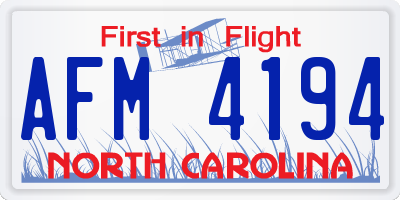 NC license plate AFM4194