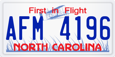 NC license plate AFM4196
