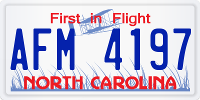 NC license plate AFM4197