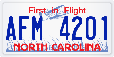 NC license plate AFM4201