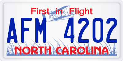NC license plate AFM4202