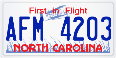 NC license plate AFM4203