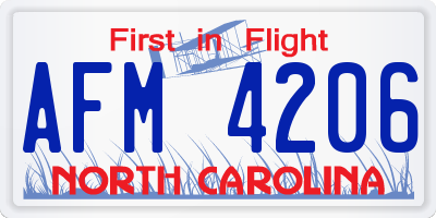 NC license plate AFM4206