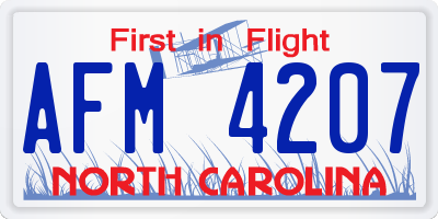 NC license plate AFM4207
