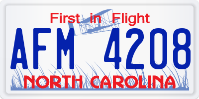 NC license plate AFM4208