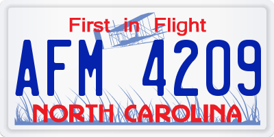 NC license plate AFM4209