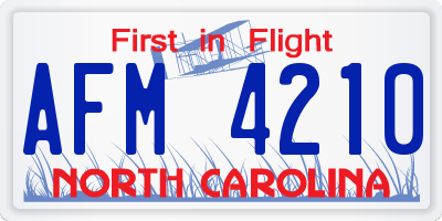 NC license plate AFM4210