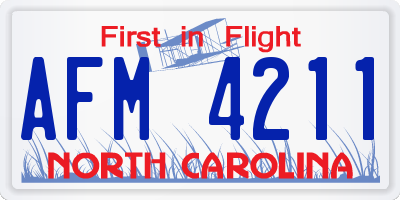 NC license plate AFM4211