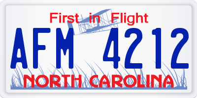 NC license plate AFM4212