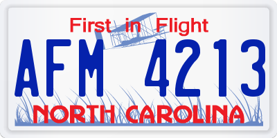 NC license plate AFM4213
