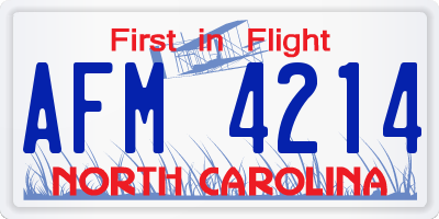 NC license plate AFM4214