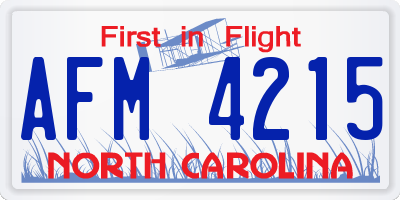 NC license plate AFM4215