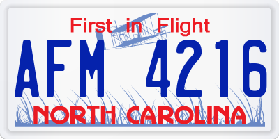 NC license plate AFM4216