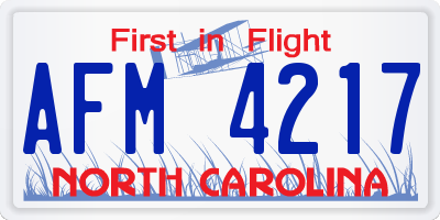 NC license plate AFM4217