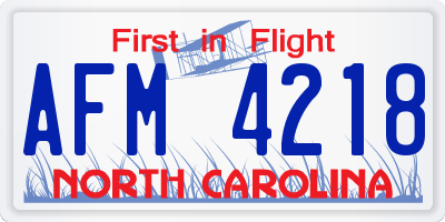 NC license plate AFM4218