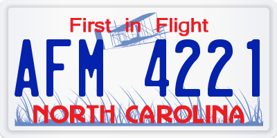 NC license plate AFM4221