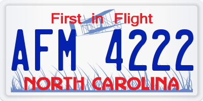 NC license plate AFM4222