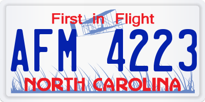NC license plate AFM4223