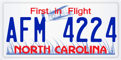 NC license plate AFM4224