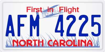 NC license plate AFM4225