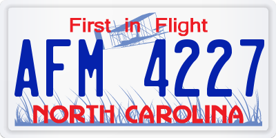 NC license plate AFM4227