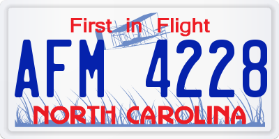 NC license plate AFM4228