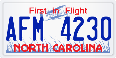 NC license plate AFM4230